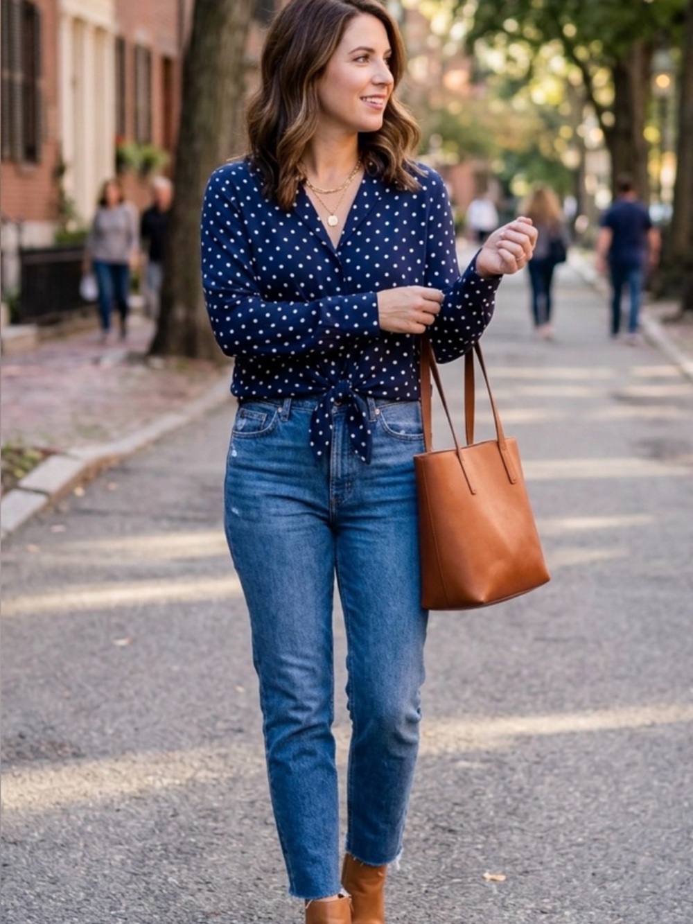 NWT Rails Sloane Navy Blue S 
 Polka Dot Tie-Front Blouse